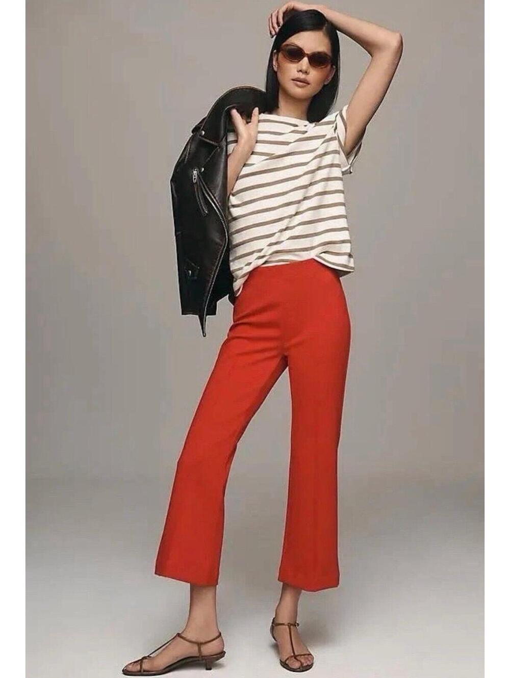 Maeve Anthropologie Margot-Kick Red Flare Stretchy Dress Pant Womens XS